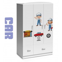 Dulap CAR 3 usi - Camere de Copii Premium MDF  High Gloss - Tema Masini Cars